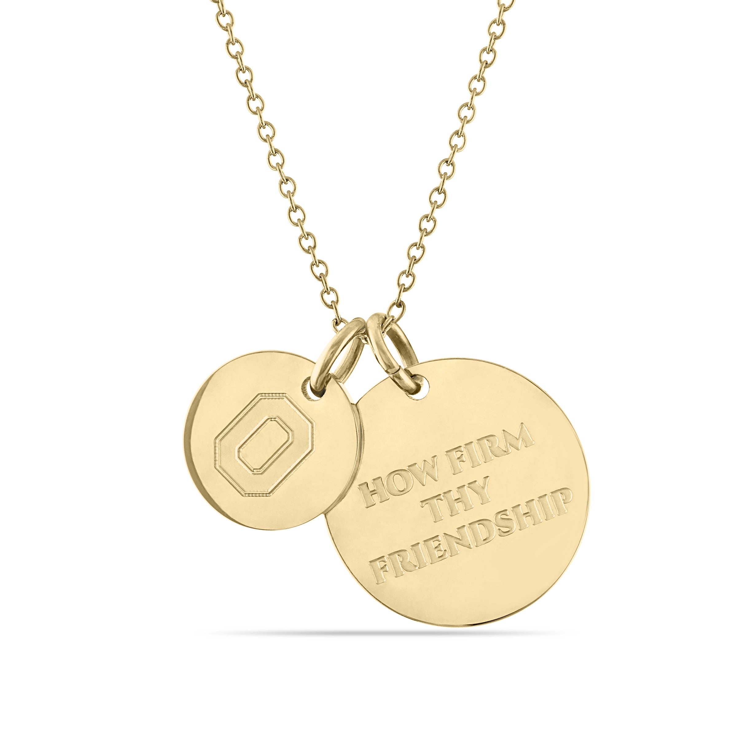 close up OHIO STATE 18K GOLD COATED CHARM NECKLACE
