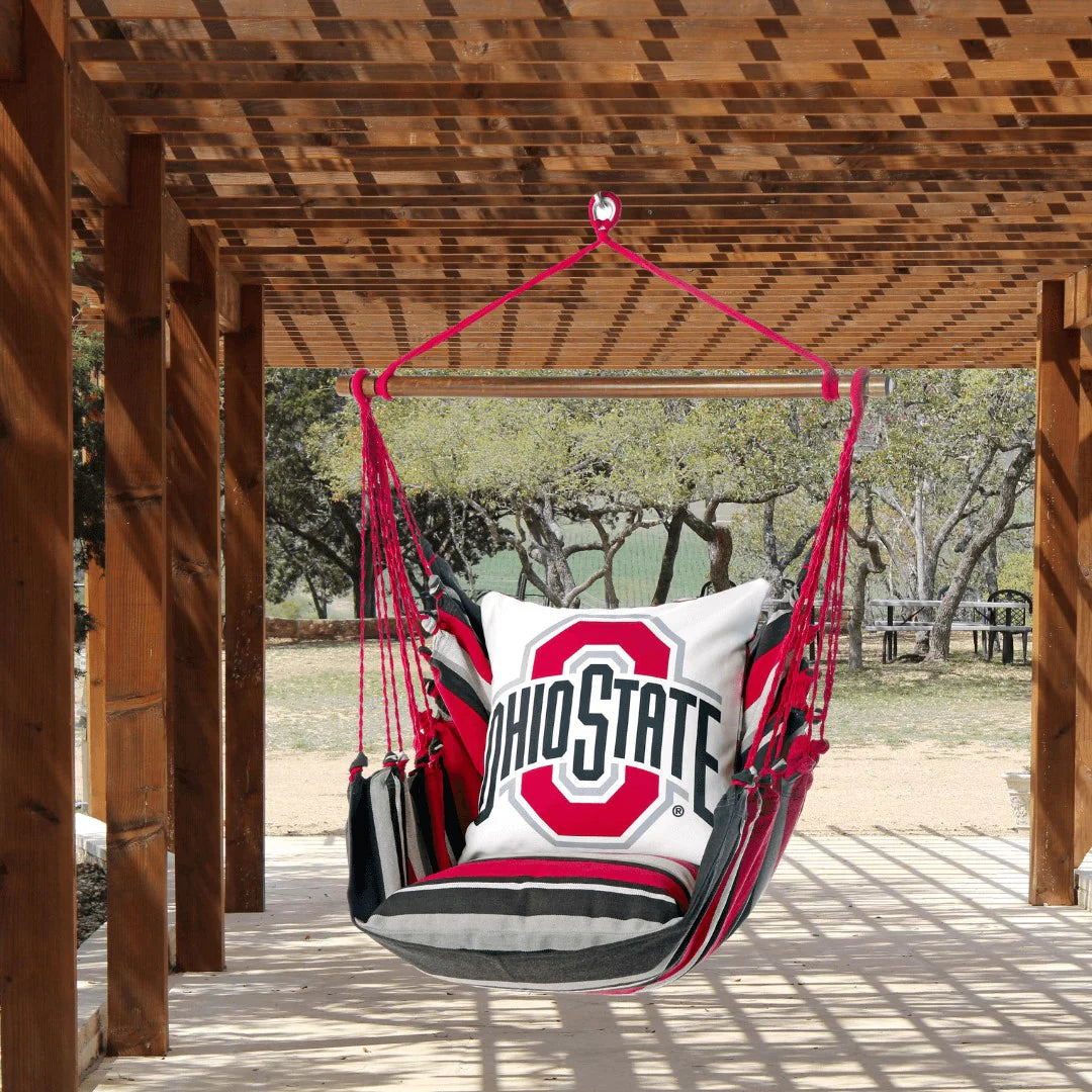 outside OHIO STATE BUCKEYES LOGO HANGING CHAIR SWING