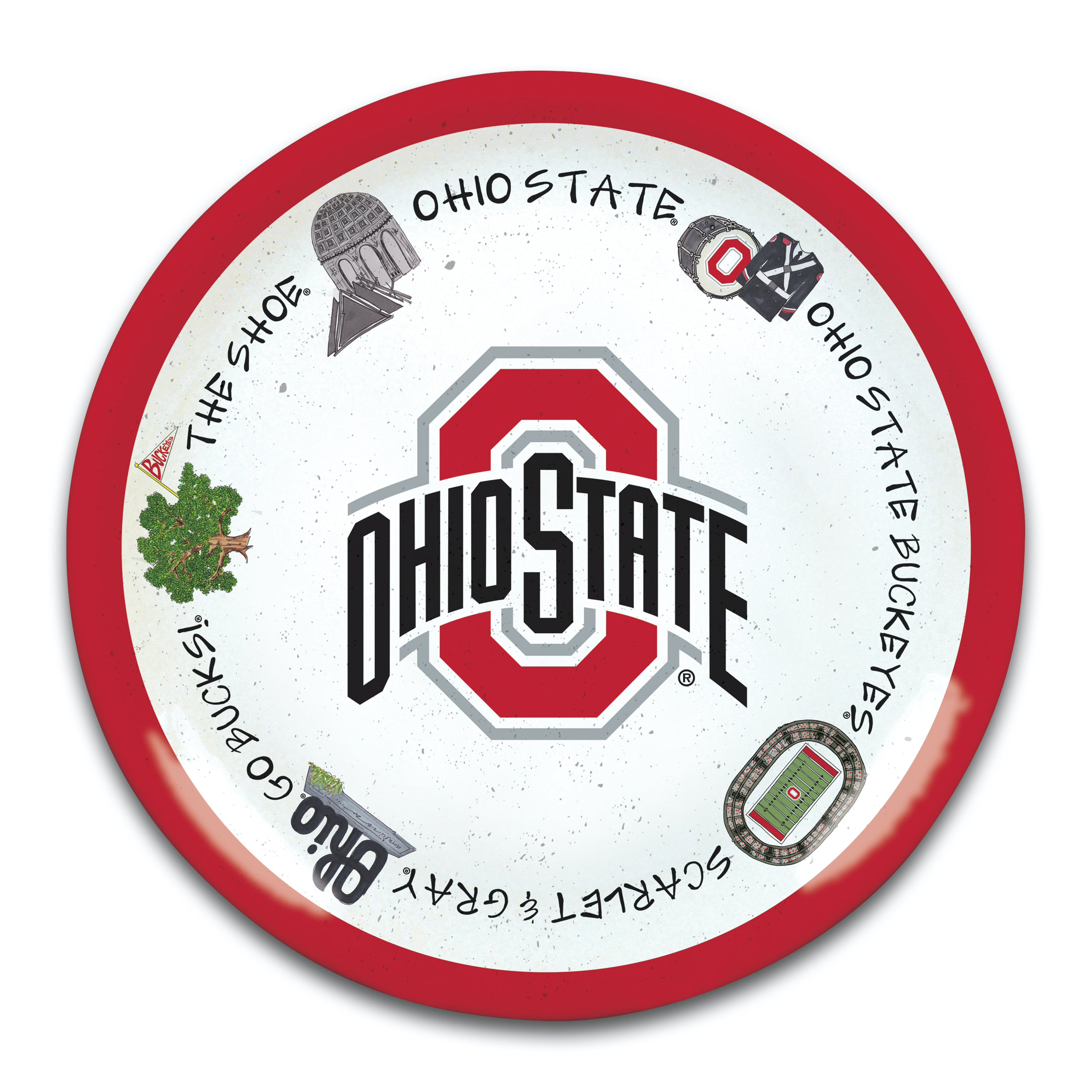 Ohio State 13.5” Round Charger Plate buckeyes