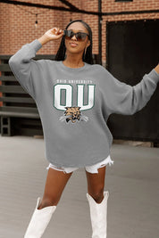 Textured corded Ohio University sweatshirt with drop shoulders