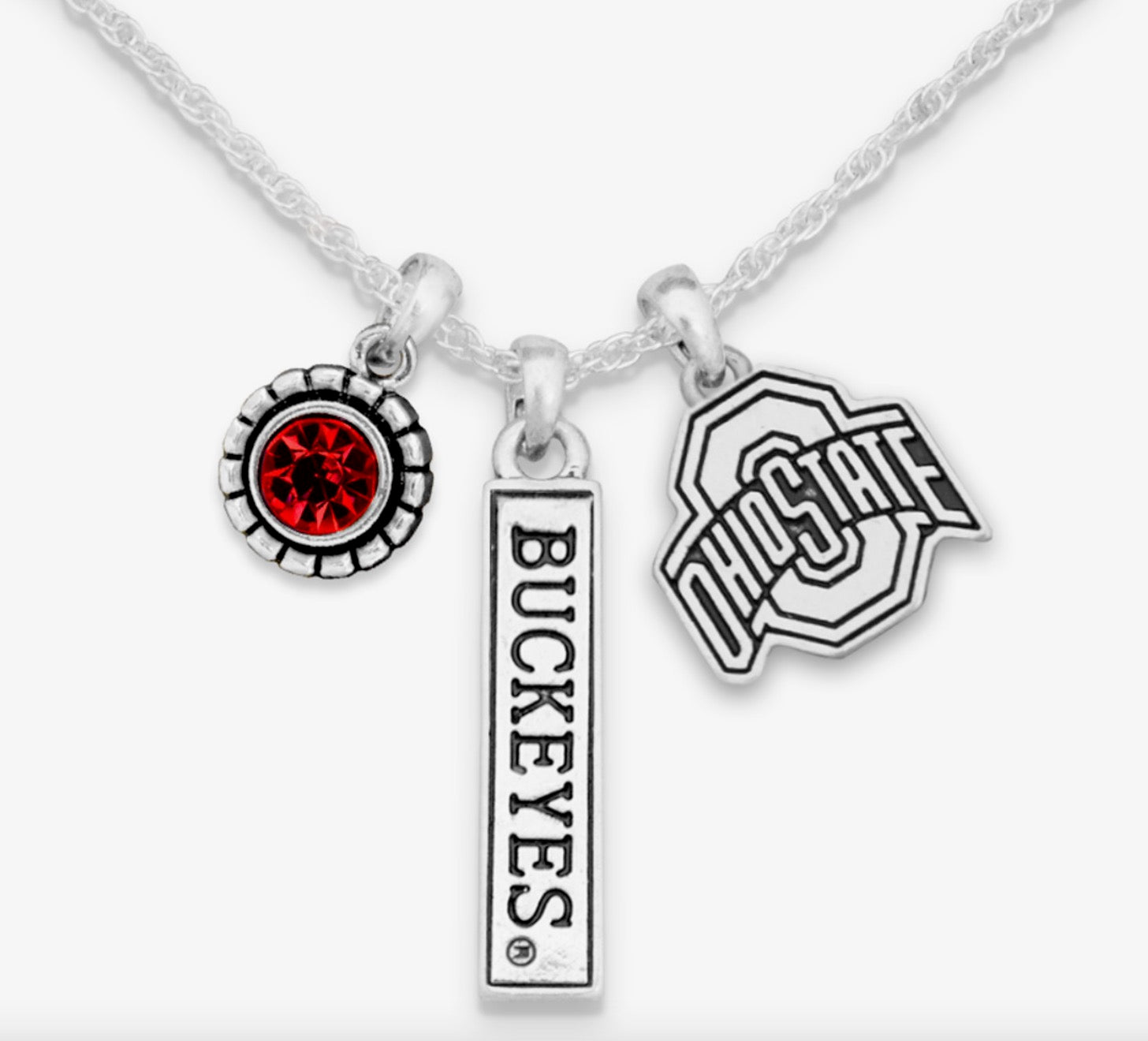 Ohio State Charms | Ohio State Gray Block O with Crystal Charms |  Officially Licensed Ohio State Jewelry | OSU Gifts | Ohio State Jewelry |  OSU Charms
