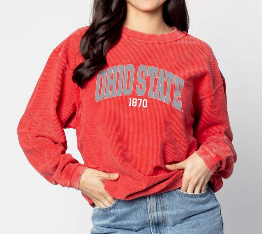 red sweatshirt with ohio state and 1870