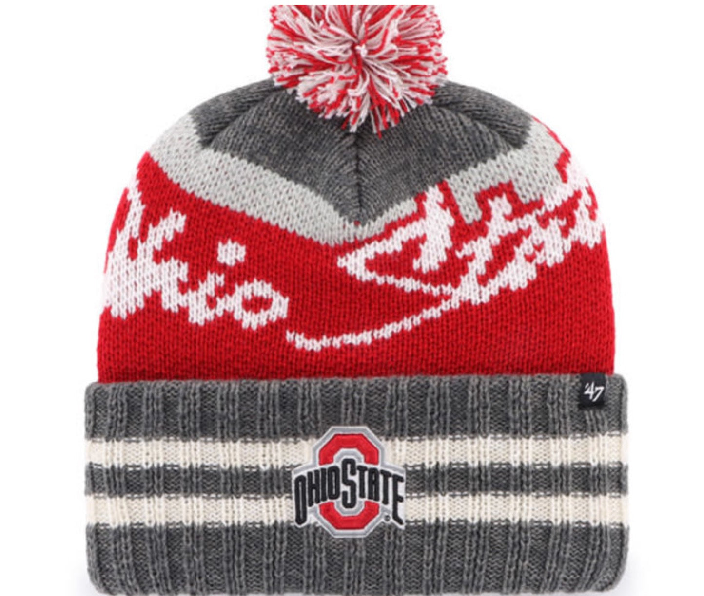 OHIO STATE BUCKEYES CHARCOAL HYPERBOLIC 47 CUFF KNIT