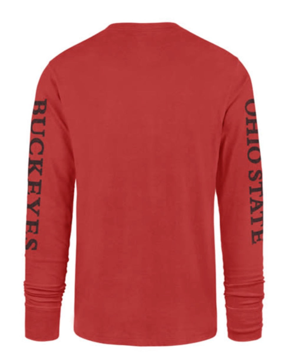 back of OHIO STATE BUCKEYES RACER RED TRIPLE DOWN II FRANKLIN LONG SLEEVE