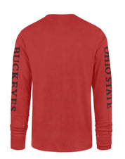 back of OHIO STATE BUCKEYES RACER RED TRIPLE DOWN II FRANKLIN LONG SLEEVE