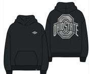 OHIO STATE BUCKEYES FLINT BLACK MONOGRAM BACKER FOUNDATION HOODIE BY ’47 BRAND