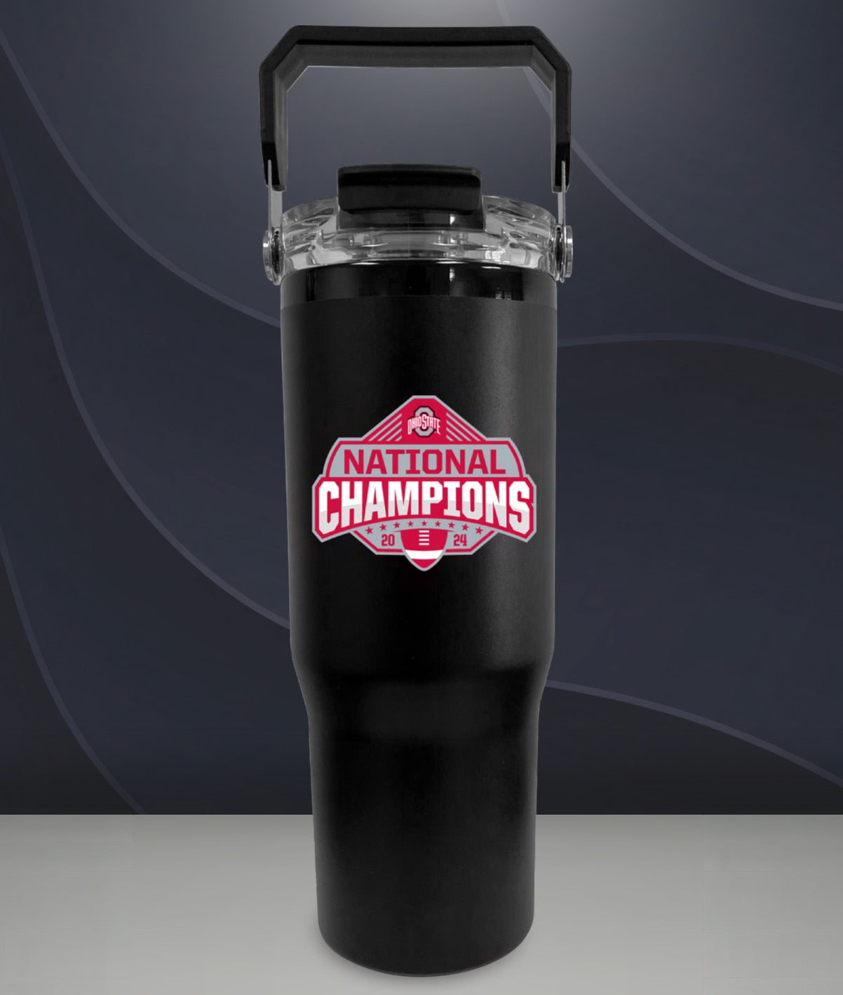 BUCKEYES 2024 NATIONAL CHAMPIONS 32oz. STAINLESS BUCKET HANDLE TUMBLER