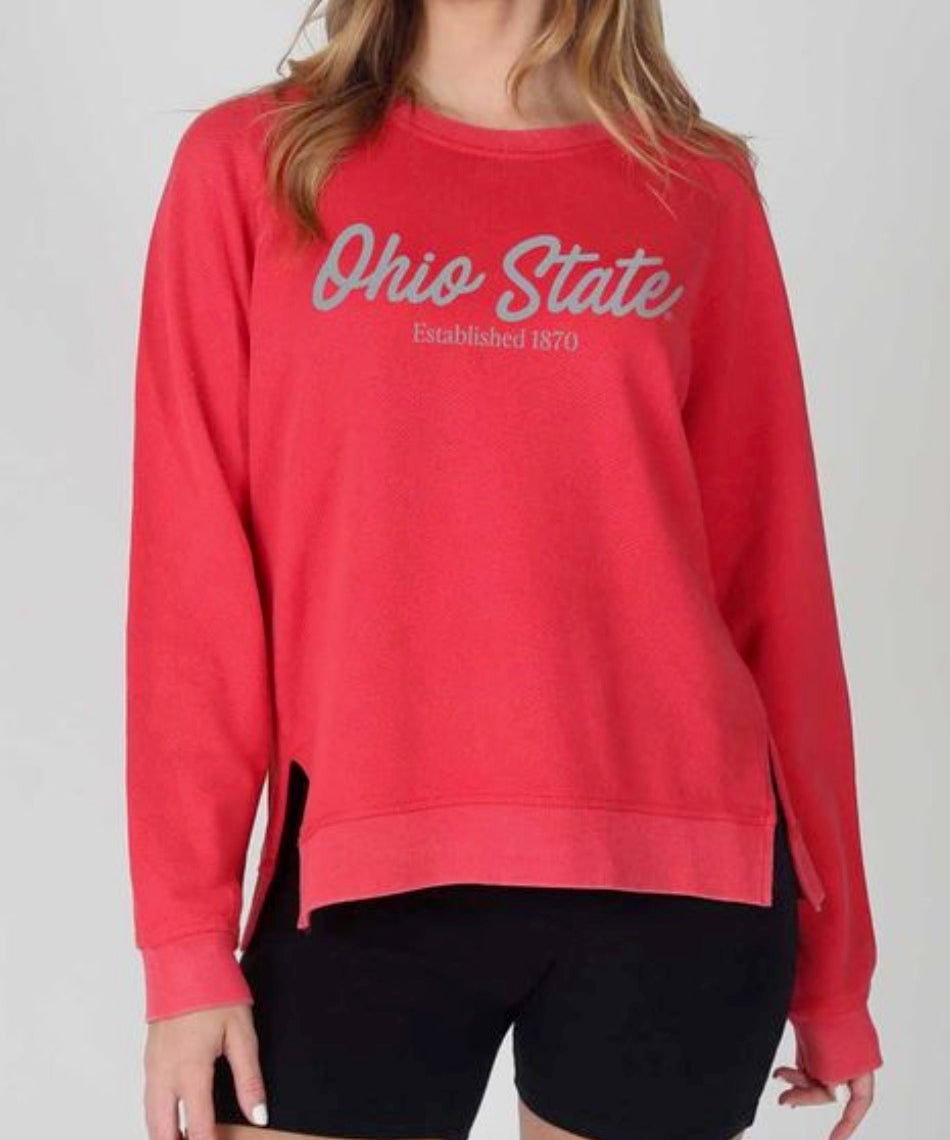 Ohio State French Terry Crew – Script Ohio by Chicka-D