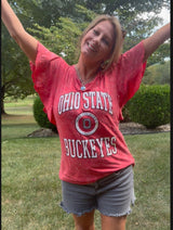 OHIO STATE BUCKEYES RELAXED FEMININE-FIT TEE WITH FLOWY SLEEVES