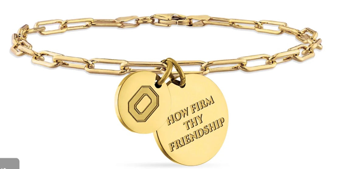 Elegant Buckeye fan bracelet with gold coin charm