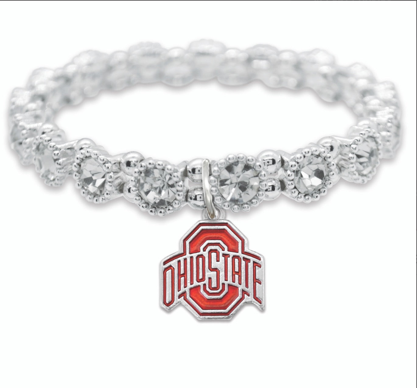 Ohio State University bracelet bling design with dangling logo