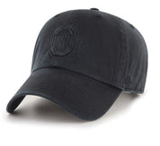 A dark washed black baseball cap featuring an embossed Ohio State logo on the front and a subtle '47' brand logo on the side, set against a plain white background.