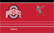 A red graphic featuring the Ohio State Buckeyes logo on the left, a dabbing Buckeye mascot on the right, and the name 'TERVIS' in white at the bottom.