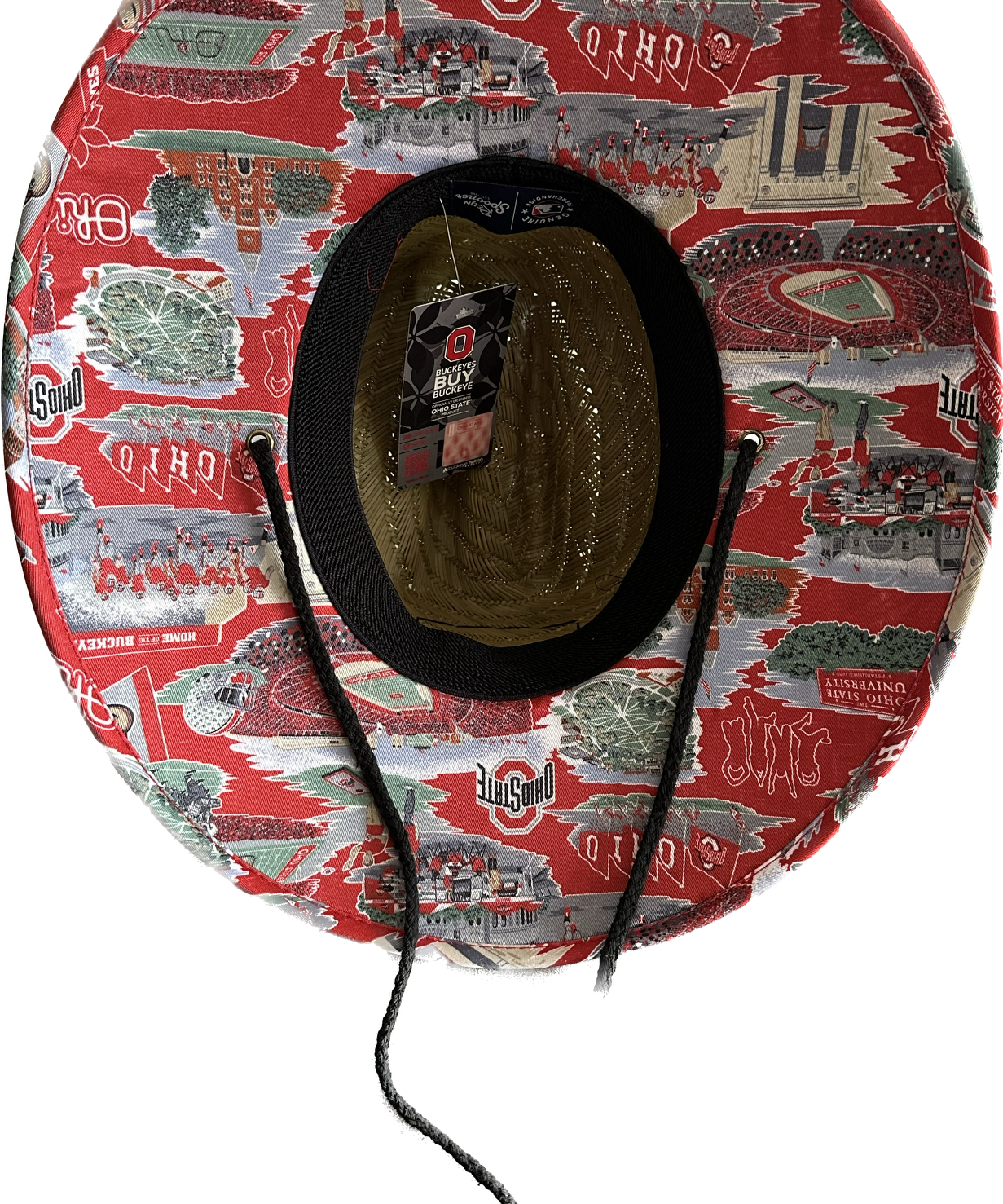 inside HAWAII REYN SPOONER OHIO STATE BUCKEYES BROWN SCENIC STRAW HAT