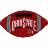 Ohio State University Football Shaped Beaded Coin Pouch with Buckeye Colors