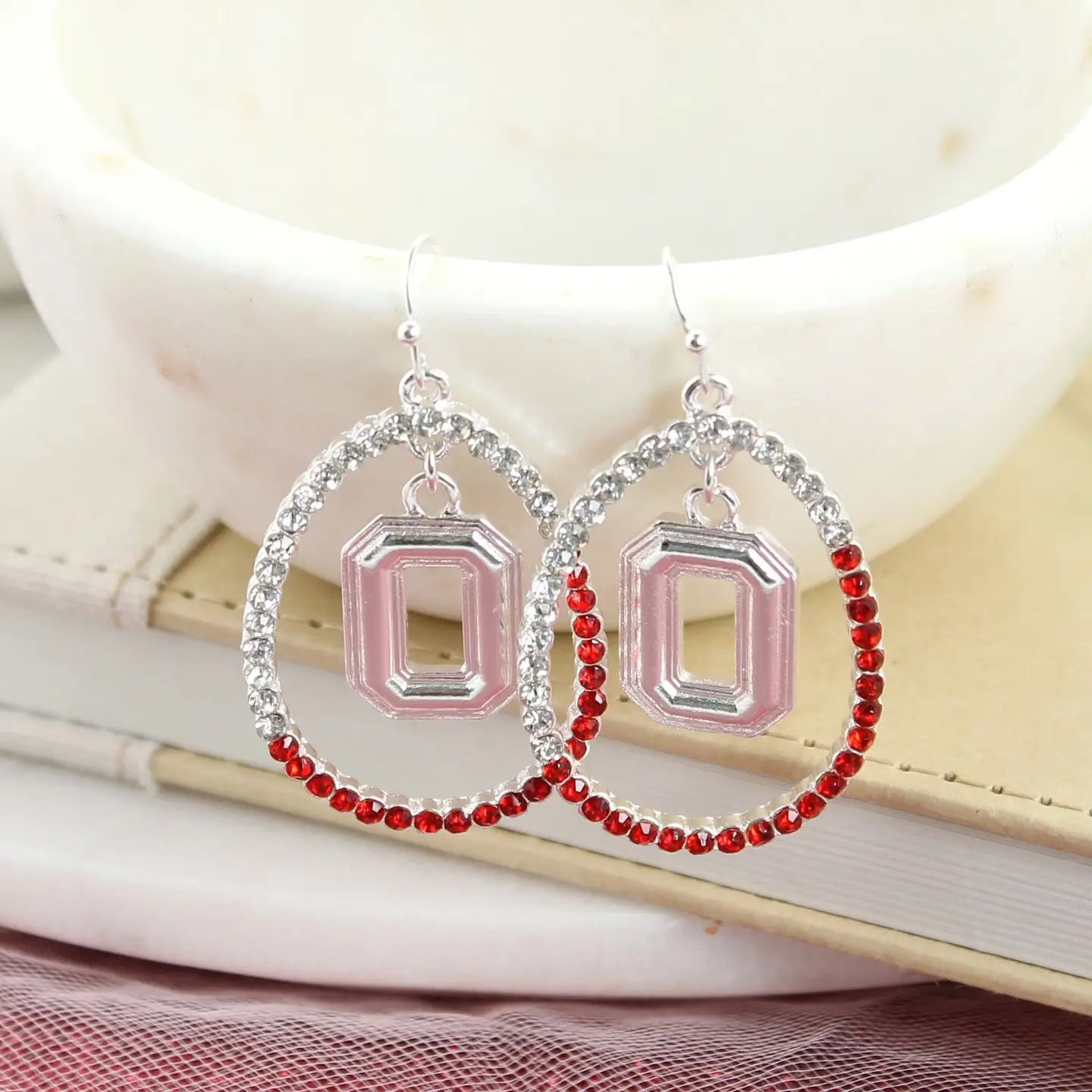 side of OHIO STATE BUCKEYES CRYSTAL LOOP EARRINGS