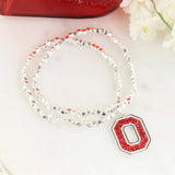 OHIO STATE CRYSTAL BLOCK "O" LOGO STRETCH BRACELET