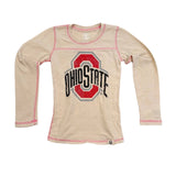 OHIO STATE BUCKEYES YOUTH GIRLS SPARKLE SLUB LONG SLEEVE JERSEY