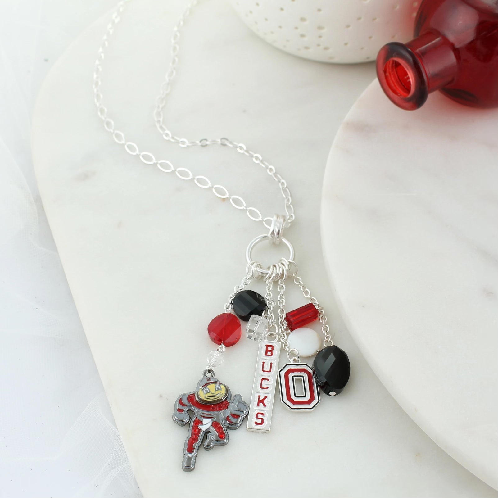 extended ohio state buckeye necklace