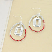 front of OHIO STATE BUCKEYES CRYSTAL LOOP EARRINGS