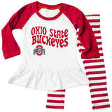 OHIO STATE BUCKEYES NCAA INFANT GIRLS RUFFLE RAGLAN SET