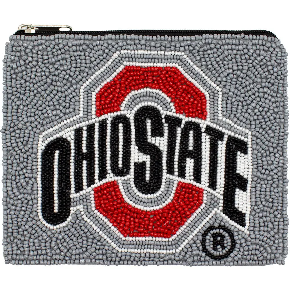 Ohio State Rhinestone Transfer Ohio State University Beaded Coin Pouch with Buckeye Logo – OSU Sports Fans