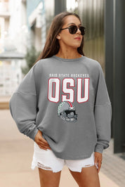 Relaxed drop-shoulder Ohio State sweatshirt textured cotton poly