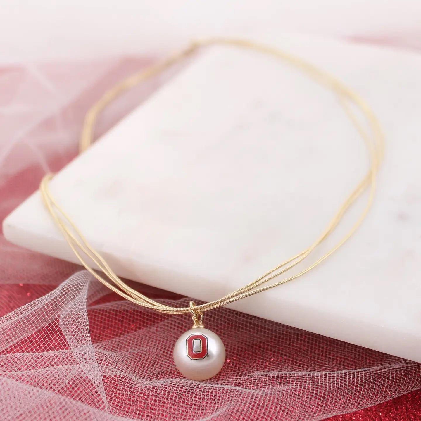 pearl size letter block O neckace