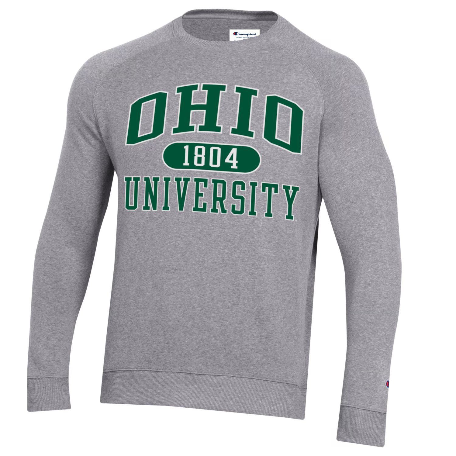 Ohio University Triumph Fleece Raglan Crew in the timeless Heritage Grey color!