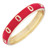 OHIO STATE BUCKEYES SCULPTED ENAMEL LOGO HINGE BANGLE – RED