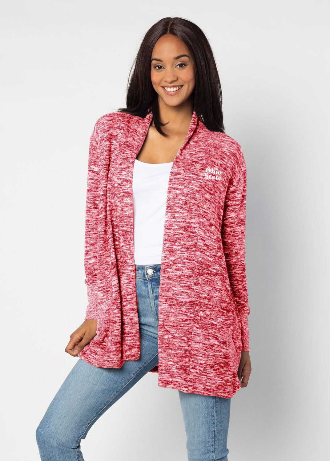 red  Ohio State Long Sleeve Campus Cardigan
