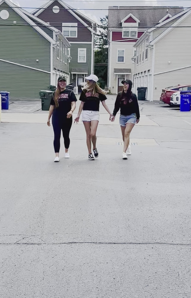 video of girls on campus wearing ohio state university,  CROPPED TEE