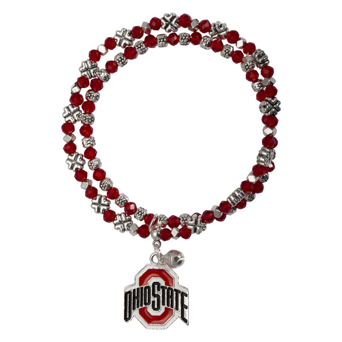 DOUBLE LAYERED TEAM COLORED CRYSTAL BEADS OHIO STATE UNIVERSITY