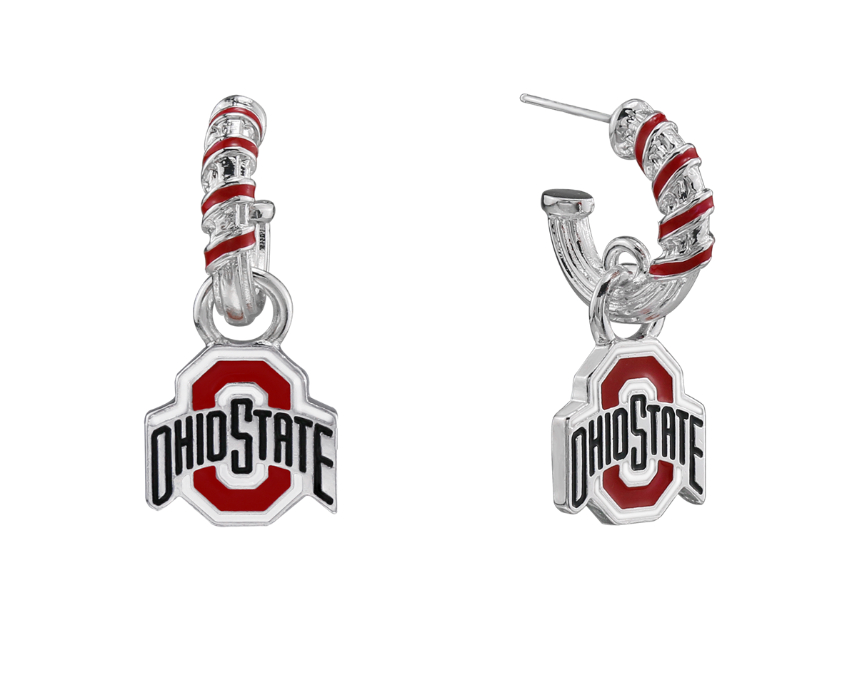 OHIO STATE CANDY CANE SPIRAL EARRINGS