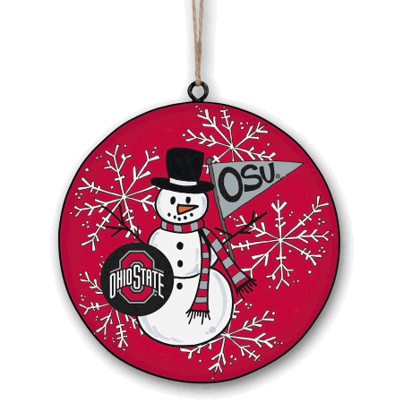 OHIO STATE BUCKEYES METAL SNOWMAN ORNAMENT