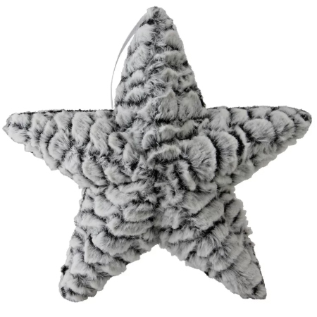 9.5-INCH GRAY FURRY STAR CHRISTMAS ORNAMENT