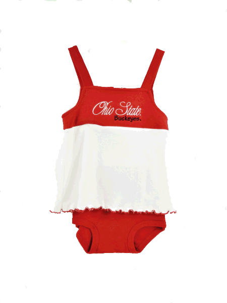 OHIO STATE BUCKEYES GIRL'S SCARLET AND WHITE SLEEVELESS TOP