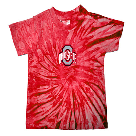 tie dye red Ohio State University Logo shirt