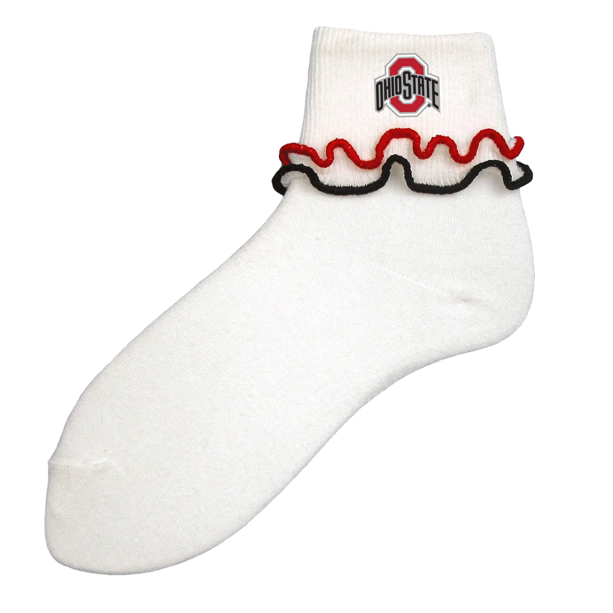 OHIO STATE BUCKEYE DOUBLE RUFFLE EDGE SOCK