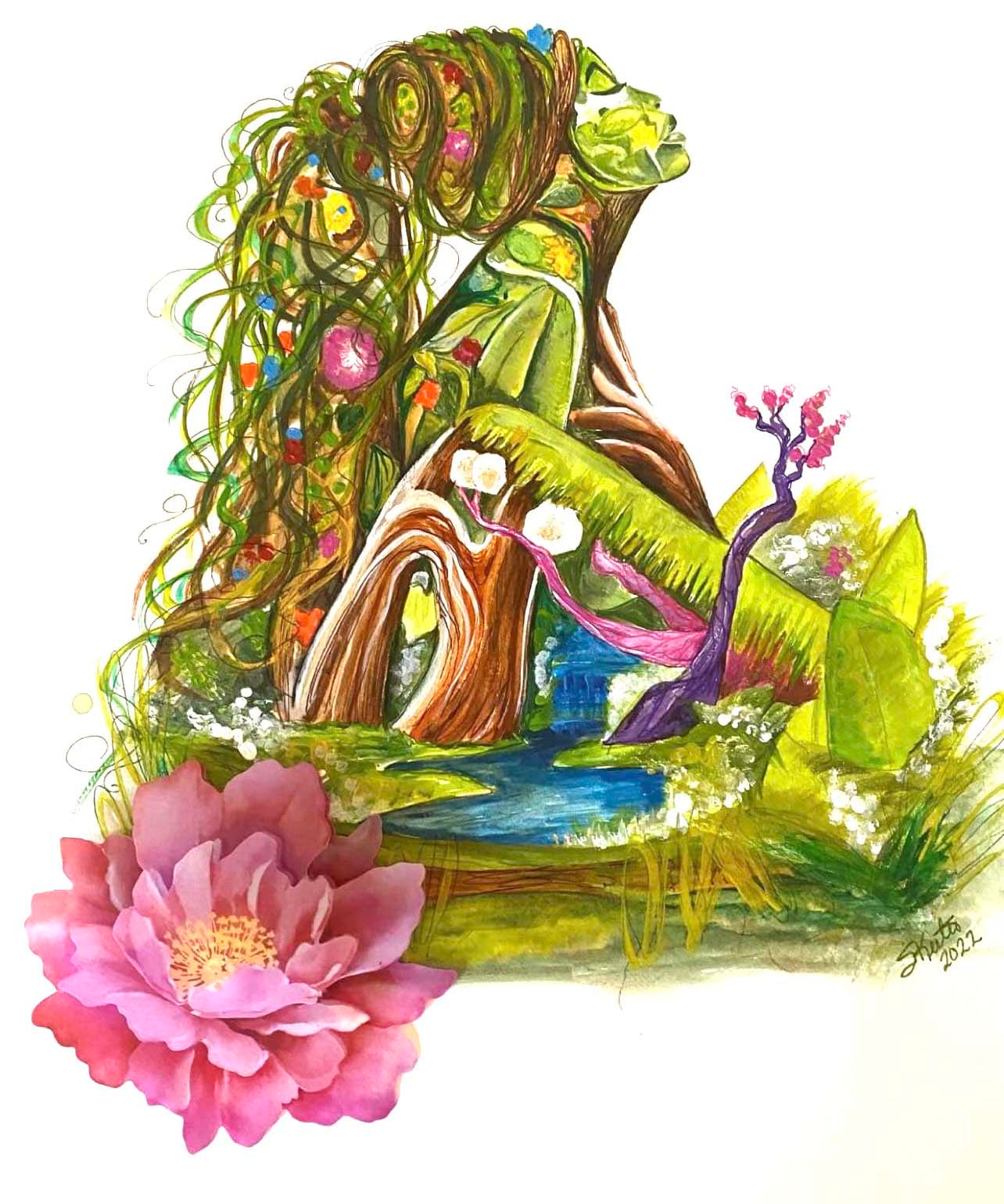 ACRYLIC PRINT, EARTH WOMAN IN WATER