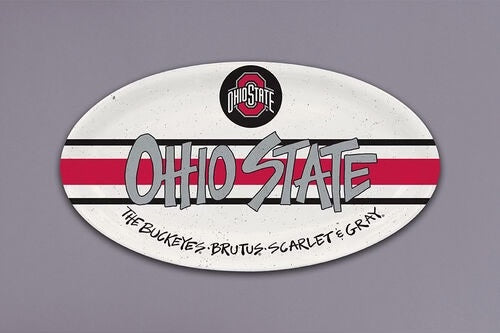 serving plate with ohio state buckeye logo