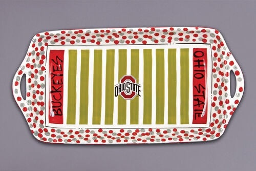 OHIO STATE FOOTBALL FIELD PLATTER WITH HANDLES