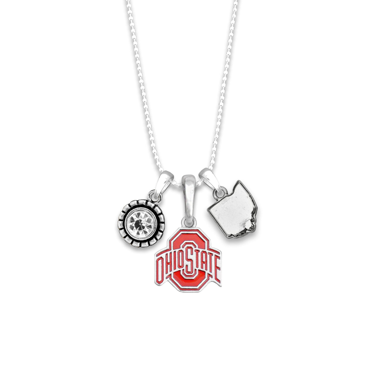 3 charms on long necklace