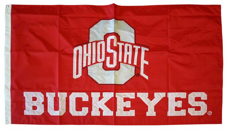 OHIO STATE - 3' X 5' NCAA 2-SIDED NYLON APPLIQUE FLAG