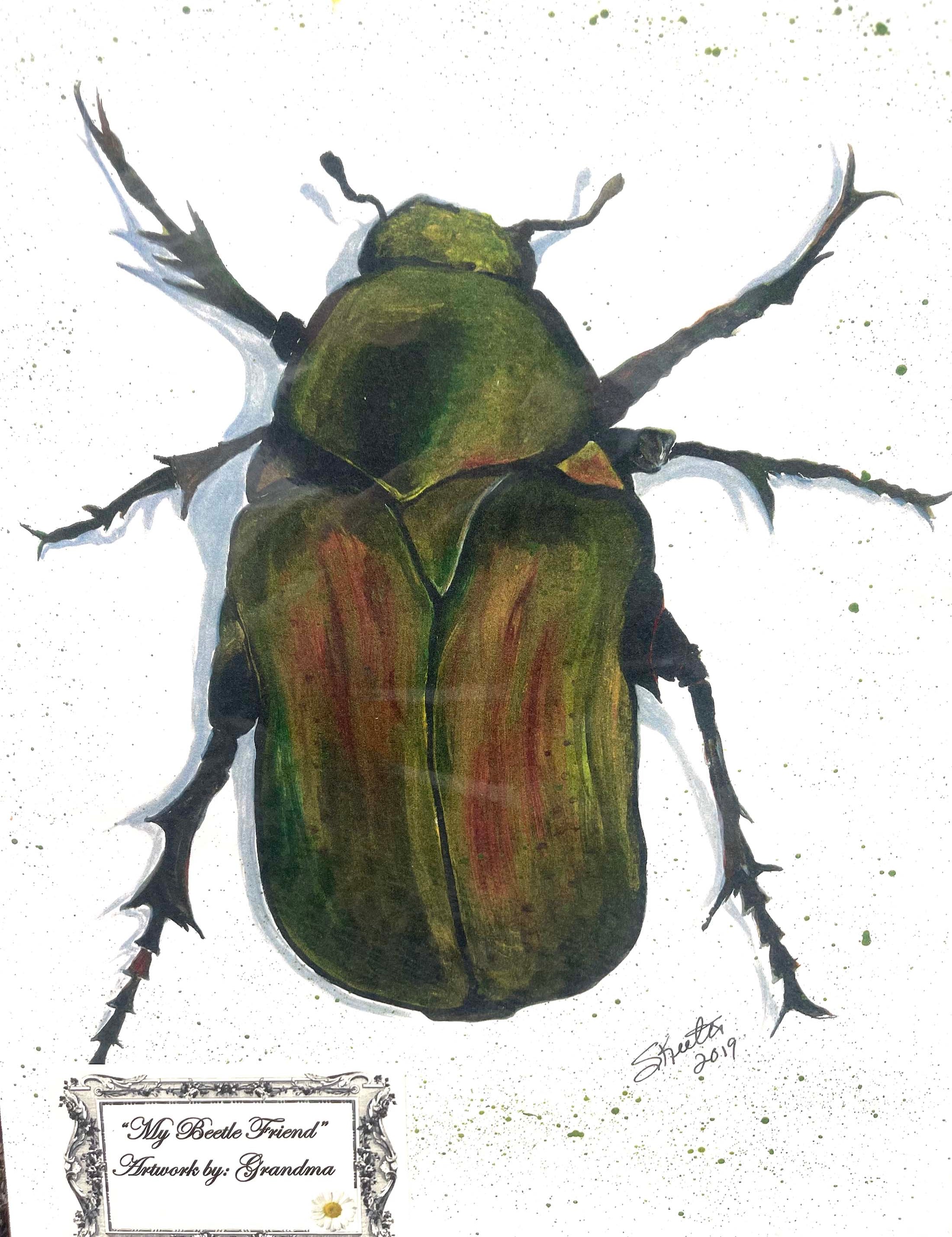 ACRYLIC PRINT, GREEN BEETLE