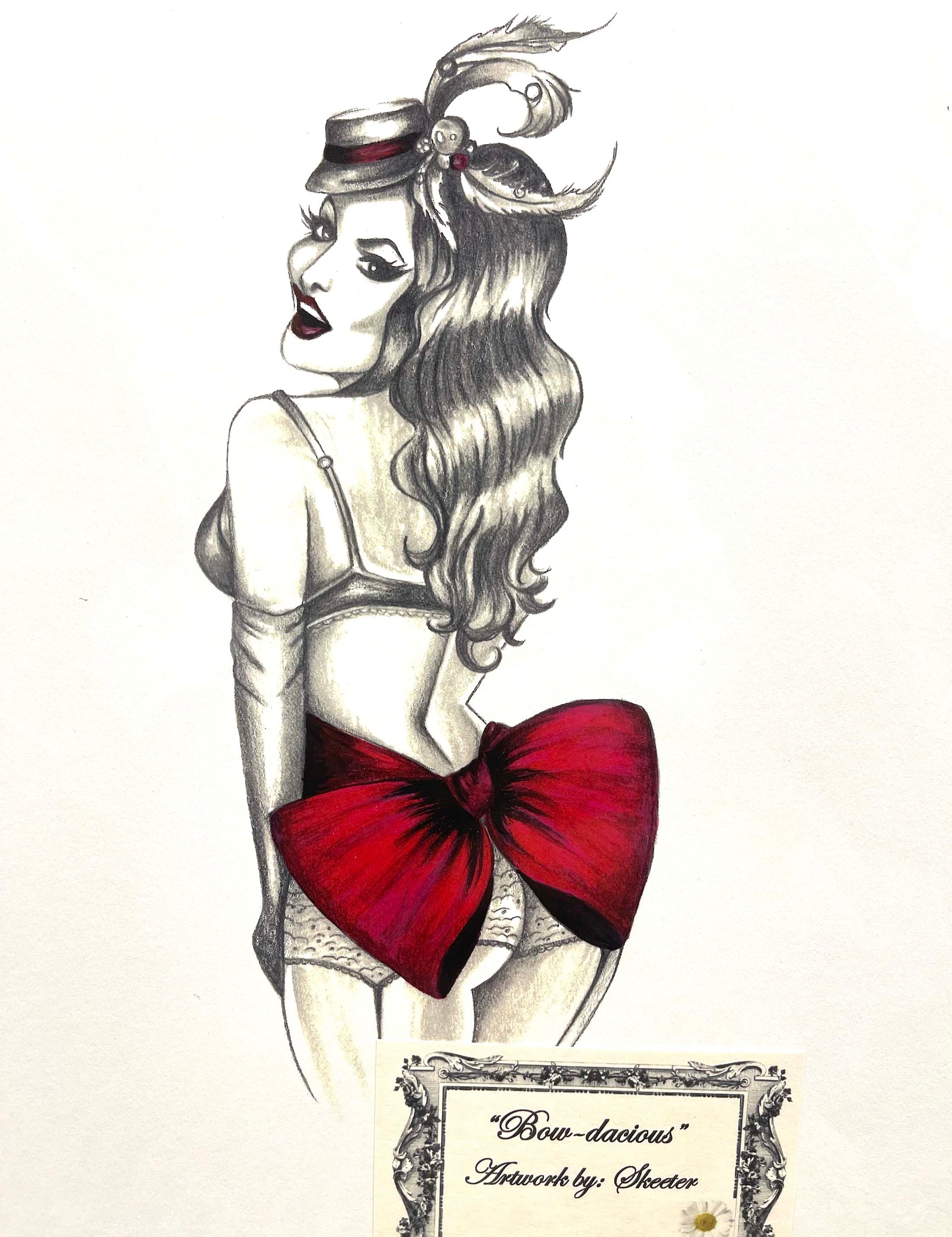 ACRYLIC PRINT, PINUP GIRL FLAUNTING THE BOW