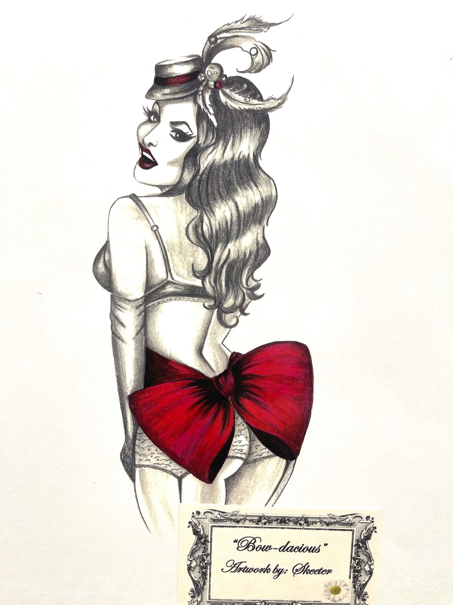 ACRYLIC PRINT, PINUP GIRL FLAUNTING THE BOW