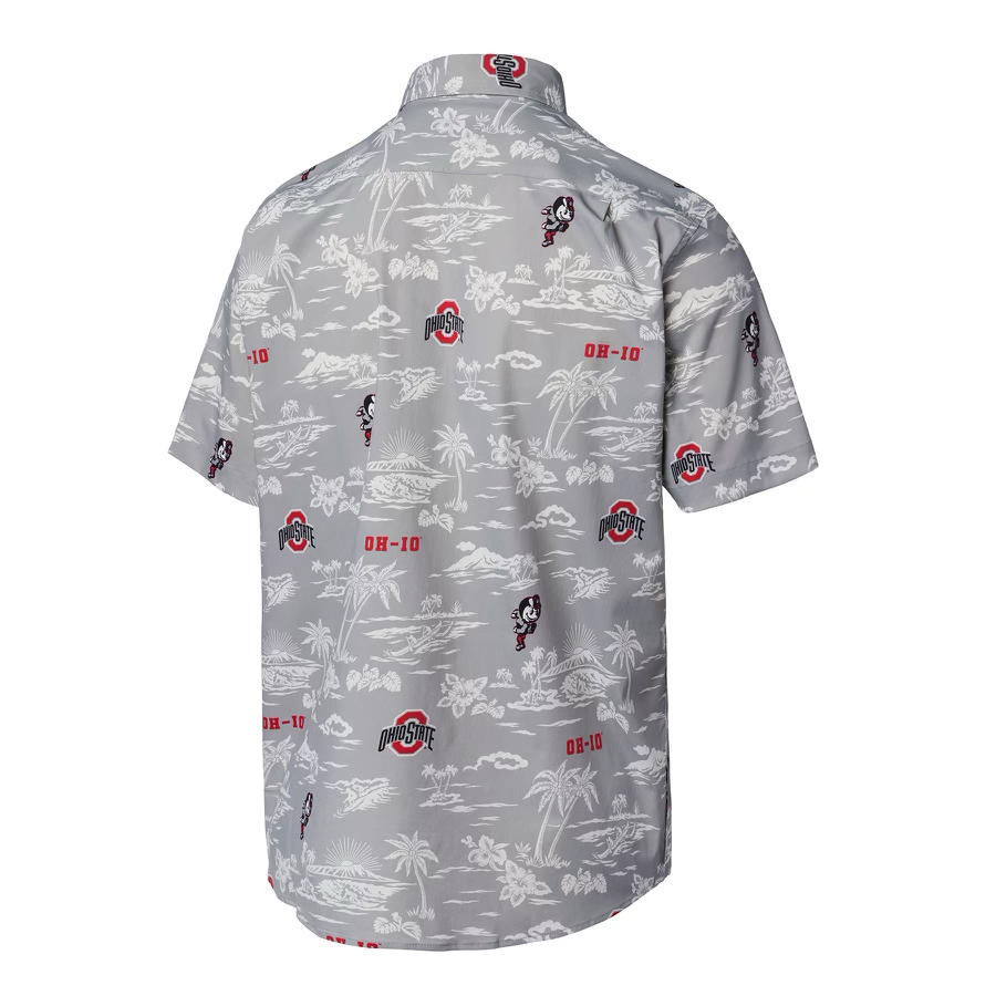 back Hawaiian Button Polo