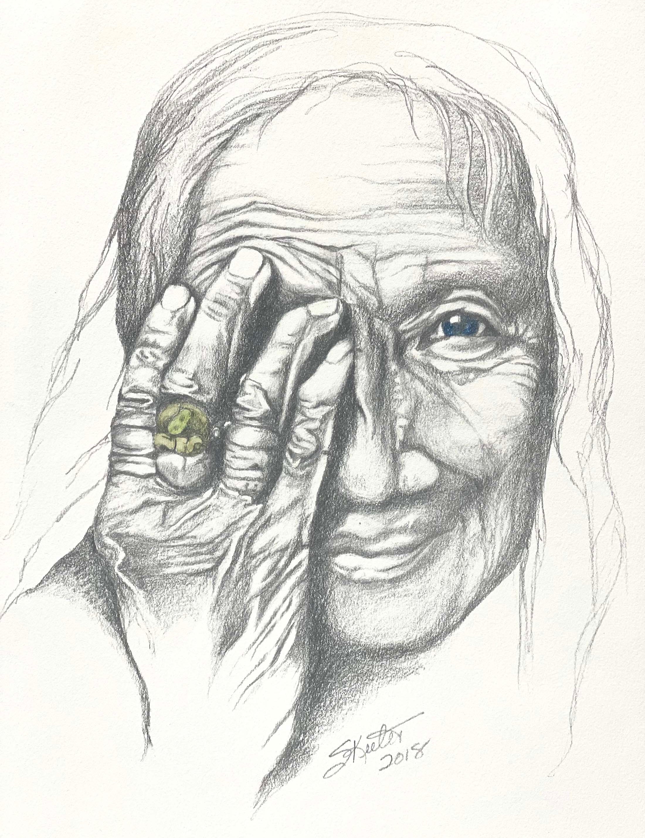 COLORED PENCIL, OLD WOMAN OF THE FOREST