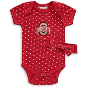 GIRLS NEWBORN & INFANT SCARLET OHIO STATE BUCKEYES HEARTS BODYSUIT AND HEADBAND